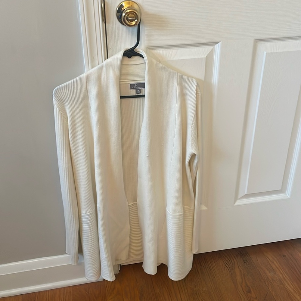 JM Collection White Cardigan Sweater size medium